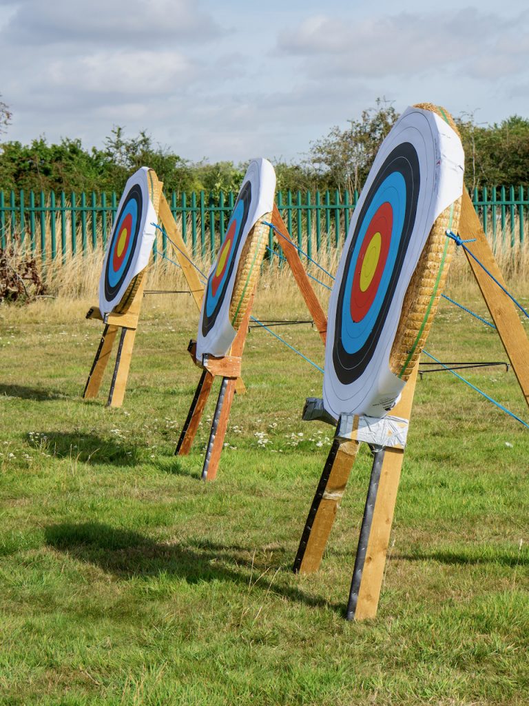 Newbury and Thatcham Archers - A row of archery targets.